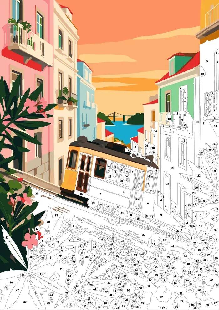 Cozy Travel — half painted, showing the numbered scheme