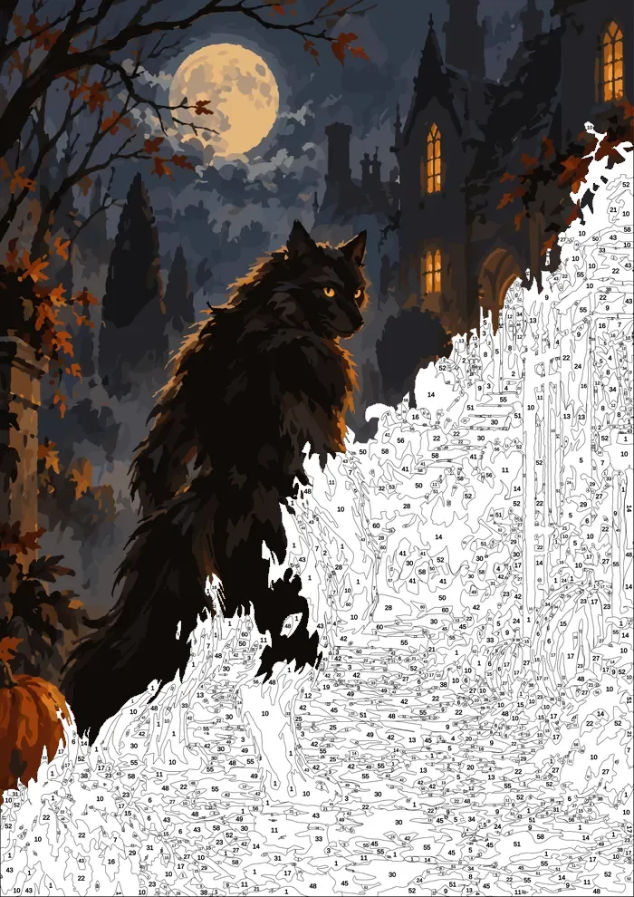 Night Prowler — half painted, showing the numbered scheme