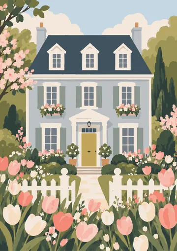 Blue Manor in Tulips — finished page