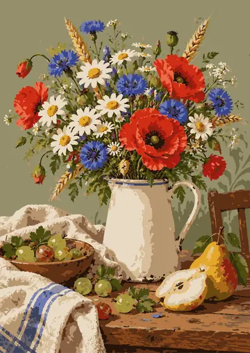 Wildflowers in a White Jug — finished page