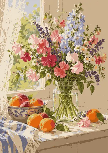 Sweet Peas by the Window — finished page