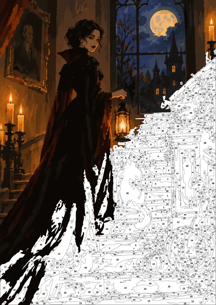 The Vampire's Stair — half painted, showing the numbered scheme